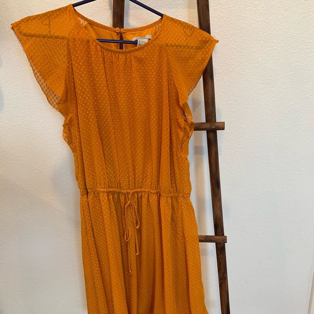 Burnt yellow dress , ends right above or at knee